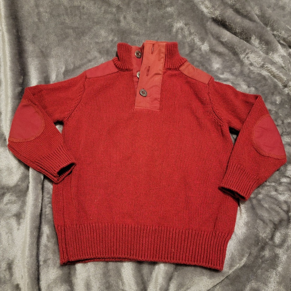 Epic Threads Mock Neck Sweater Kids Size 2 Red Excellent Elbow Patches